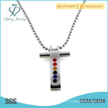 Rainbow silver cross lovers pendant,stainless steel pendants for gay and lesbian
